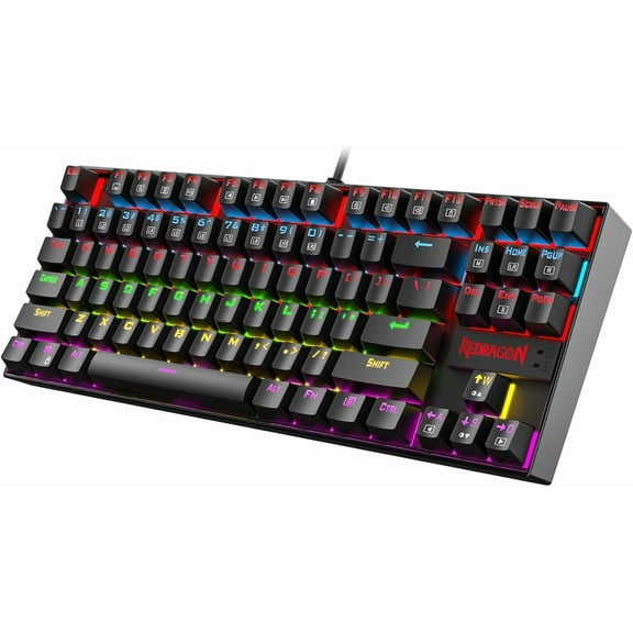 K552 Mechanical Gaming Keyboard, 87-Key Compact, LED Gaming Keyboard with Red Switches, Anti-Ghosting, Metal Frame for PC Gaming & Typing, Beginner-Friendly (Black)