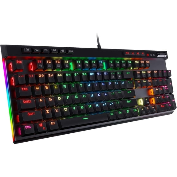 K580 VATA RGB LED Backlit Mechanical Gaming Keyboard with Macro & Dedicated Media Controls, Hot-Swappable Socket, Onboard Macro Recording (Brown Switches)