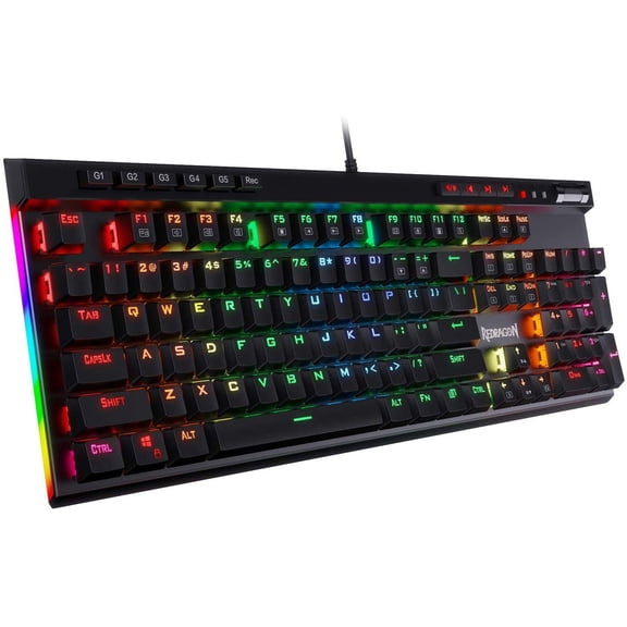 K580 VATA RGB LED Backlit Mechanical Gaming with Macro Keys & Dedicated Media Controls, Hot-Swappable Socket, Onboard Macro Recording (Blue Switches)