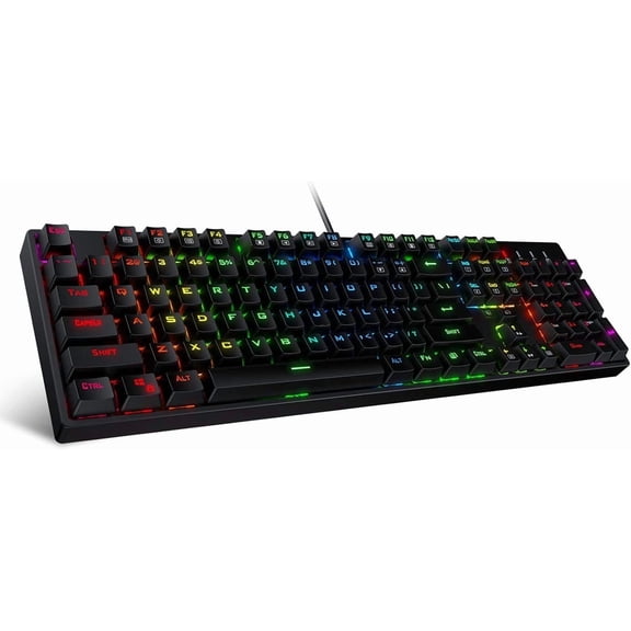 K582 Mechanical Gaming Keyboard, 104 Standard Layout Gaming Keyboard with Double-Shot ABS Keycaps, Dynamic 16.8M Backlit & Linear Red , Redefine Software Supported