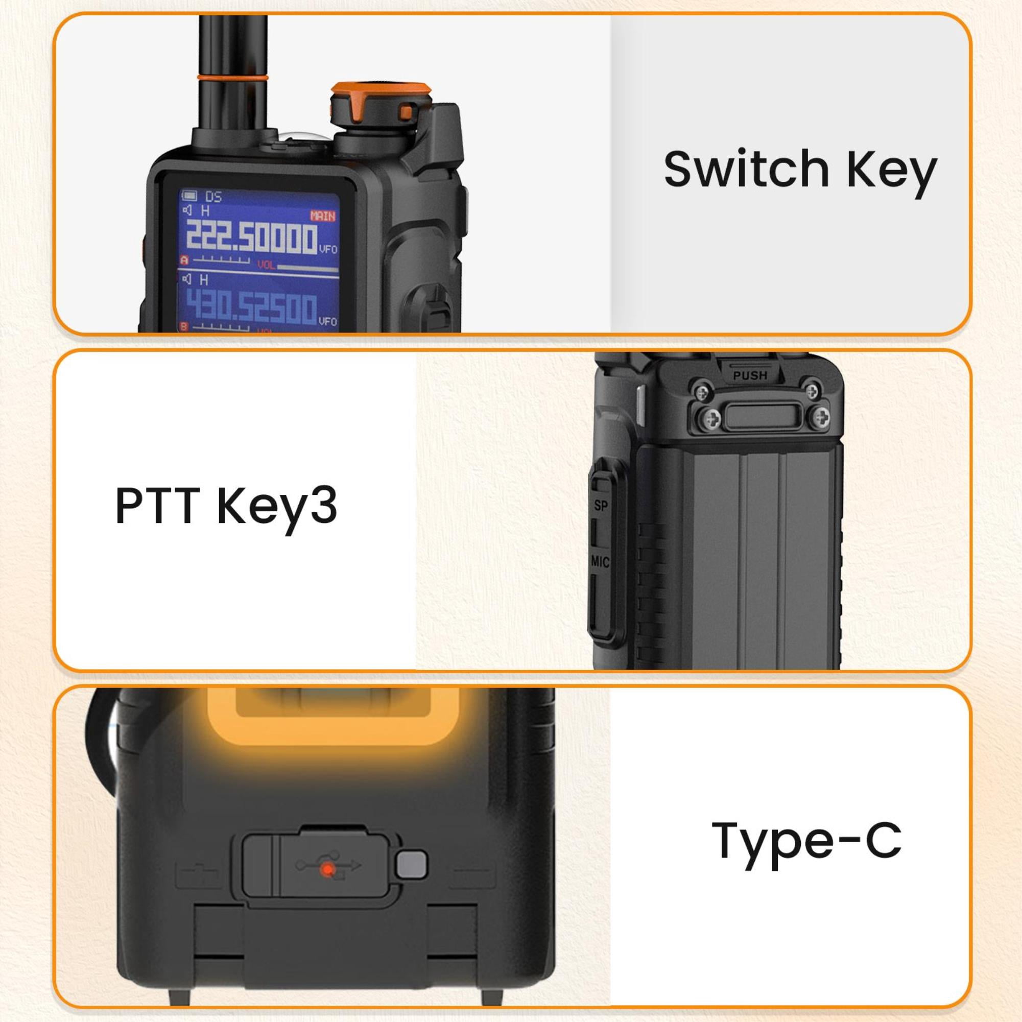 QUANSHENG UV-K5(8) Walkie Talkie - Dual Band, NOAA Weather, Type-C Charging, With 18.89" Tactical Antenna