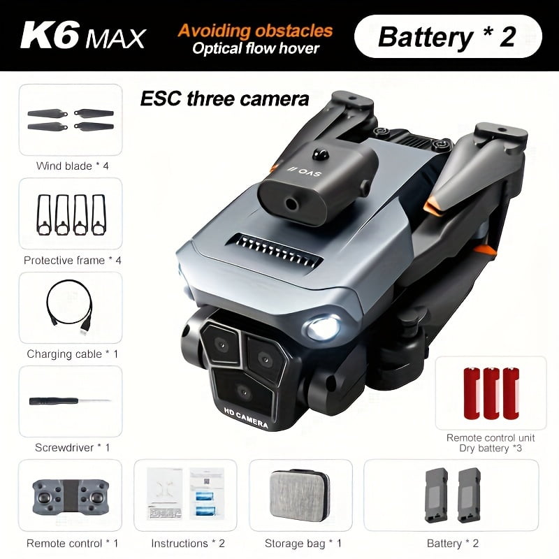 K6 MAX Quadcopter features built-in electronic control triple cameras ...