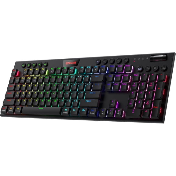 K618 PRO 3-Mode Wireless RGB Mechanical Keyboard, BT/2.4Ghz/Wired Low Profile Win/Mac Gaming Keyboard w/Ultra-Thin Design, Dedicated Media Control & Linear Red Switch