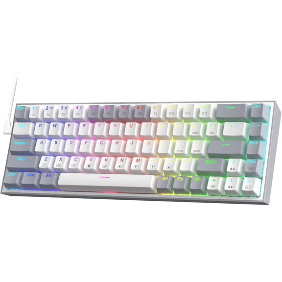 K631 Gery 65% Wired RGB Gaming Keyboard, 68 Compact Mechanical Keyboard w/ Hot-Swap Socket, Free-Mod Plate Mounted PCB & Dedicated Arrow , Quiet Red