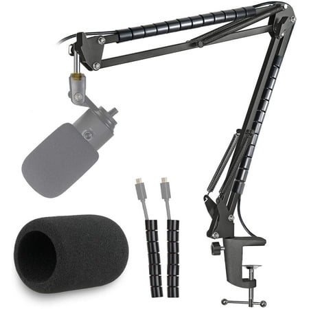 K669 Microphone Boom Arm Mic Stand, Windscreen and Cable Sleeve Compatible with Fifine K669 669B USB Podcast Microphone to Recording and Streaming by SUNMON