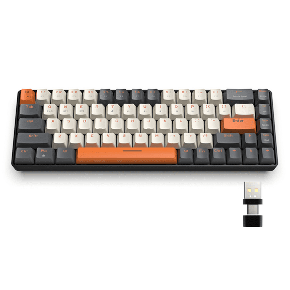 K68 60% Wireless Mechanical Keyboard, Bluetooth 5.0/2.4GHz 68 Keys Hot Swappable Red Switch for PC