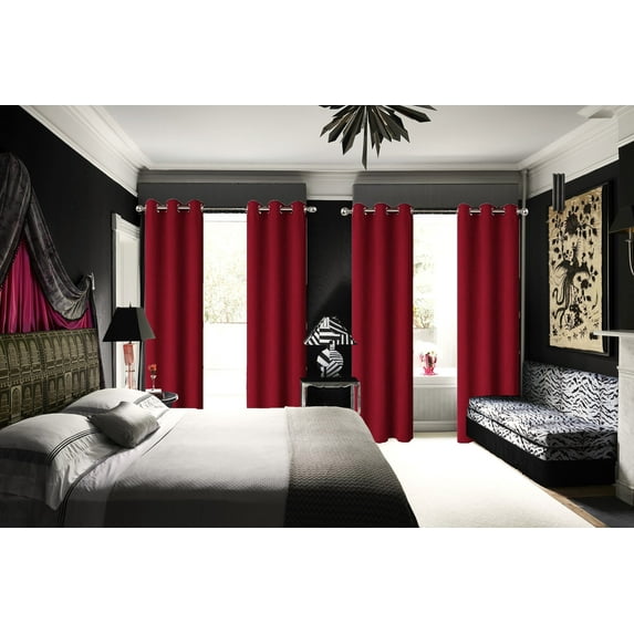 K68 BURGUNDY Blackout Window Curtains 84" inches Long Panels Top Grommets Light Blocking for Bedroom ,Sliding Door Home Décor