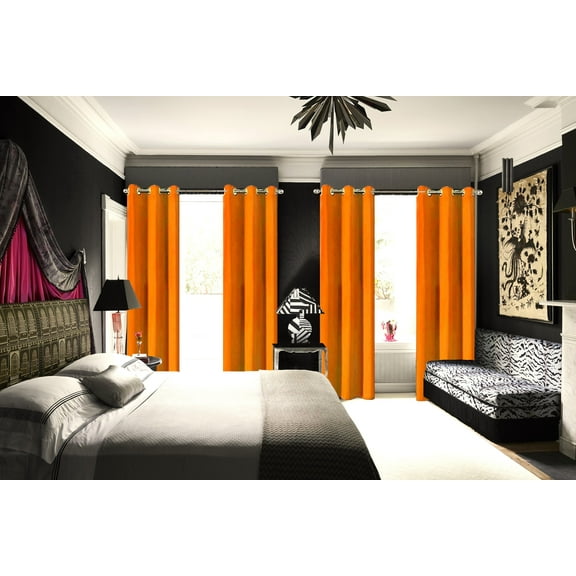 K68 ORANGE Blackout Window Curtains 84" inches Long Panels Top Grommets Light Blocking for Bedroom ,Sliding Door Home Décor