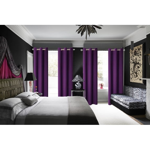 K68 PURPLE Blackout Window Curtains 84" inches Long Panels Top Grommets Light Blocking for Bedroom ,Sliding Door Home Décor