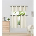 thumbnail image 1 of K7 Ivory 3-Piece Solid Faux Silk Blackout Grommet Kitchen Window Curtain Set, Two (2) Lined Tiers Panel 28"W x 24"L Each and One (1) Matching Lined Valance 56"W x 14"L, 1 of 1