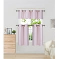 thumbnail image 1 of K7 Pink 3-Piece Solid Faux Silk Blackout Grommet Kitchen Window Curtain Set, Two (2) Lined Tiers Panel 28"W x 24"L Each and One (1) Matching Lined Valance 56"W x 14"L, 1 of 1