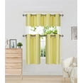 thumbnail image 1 of K7 Yellow 3-Piece Solid Faux Silk Blackout Grommet Kitchen Window Curtain Set, Two (2) Lined Tiers Panel 28"W x 24"L Each and One (1) Matching Lined Valance 56"W x 14"L, 1 of 1