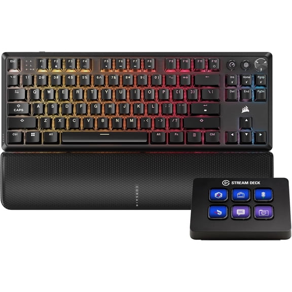 K70 CORE TKL Wireless + Elgato Stream Deck Mini Bundle - Mechanical Tenkeyless Gaming Keyboard with Studio Controller for Zoom, Teams, PowerPoint, MS Office etc, Compatible with PC/Mac