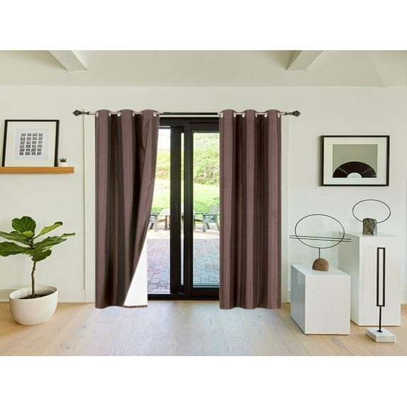 K72 Blackout Room Darkening Large Window Curtain 2 Panels Brown Color Drapes For Bedroom /Living Room Home Décor With Grommets 95" Length