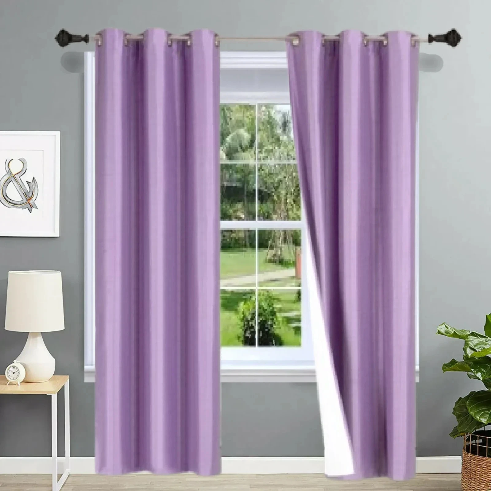 Gorgeous Home Linen Bronze Grommets Window Curtain 2pc Set