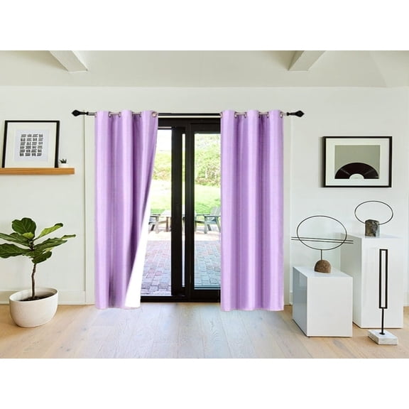 K72 Blackout Room Darkening Large Window Curtain 2 Panels Lilac Color Drapes for Bedroom /Living Room with Grommets 95" Length