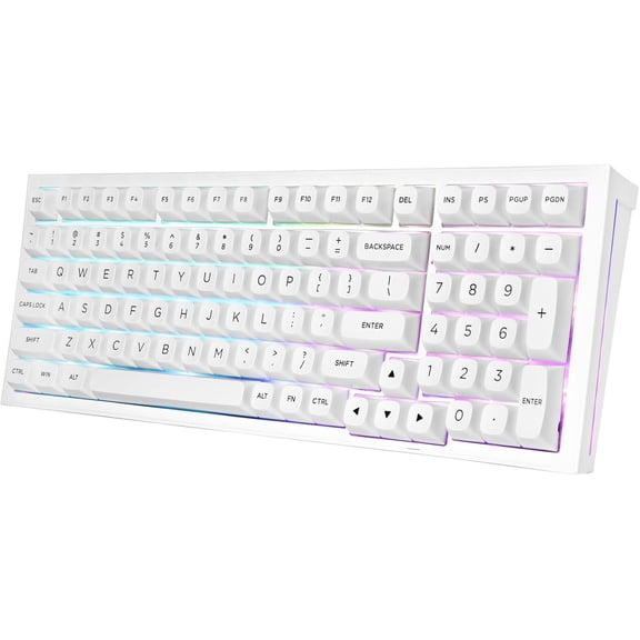 K723 Wireless Mechanical Gaming Keyboard Creamy, Bluetooth/2.4G/USB-C Wired, RGB Backlit, Hot Swappable Pre-lubed Linear Switches, 96% Custom Gasket Structure for PC/Mac/PS/Xbox,White