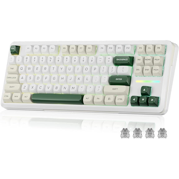 K734W Wireless Mechanical Keyboard, Tri Mode BT5.0/2.4G/USB-C 75% 81 Keys TKL Custom Hot Swappable Gaming Keyboard, Pre-lubed Linear Switches,RGB Gasket Computer Creamy Keyboard, for PC/MAC