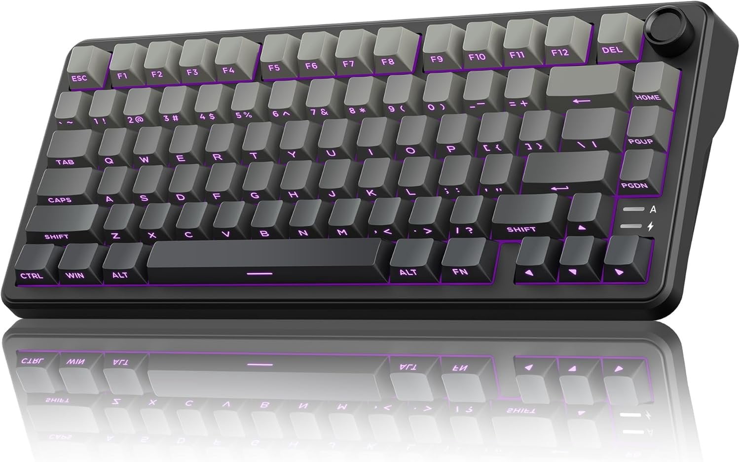 K75 Mechanical Gaming Keyboard, 75% Hot Swappable Creamy Keyboard with Knob, RGB Backlit, Pre-lubed Linear Switches, Side Engraved PBT Keycaps, /Wired/BT5.0, Gradient Gray