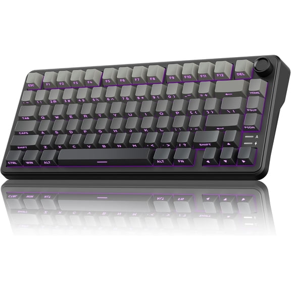 K75 Wireless Mechanical Gaming Keyboard, 75% Hot Swappable Creamy Keyboard with Knob, RGB Backlit, Pre-lubed Linear Switches, Side Engraved PBT Keycaps, Wireless/Wired/BT5.0, Gradient Gray
