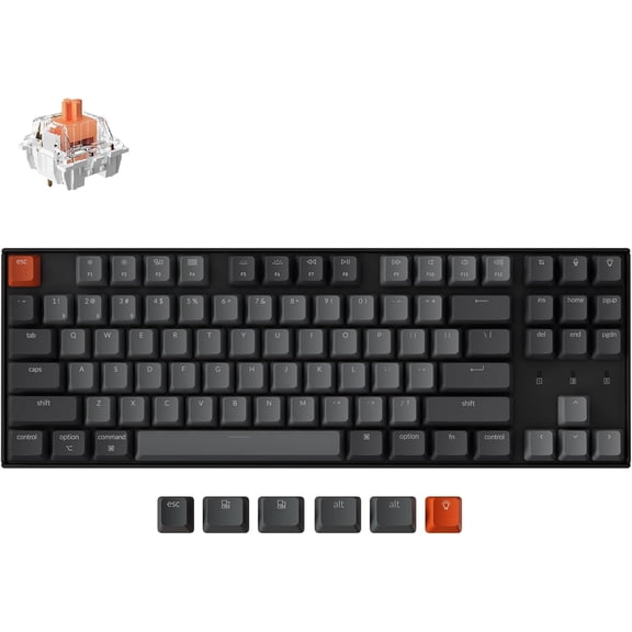 K8 Wireless Mechanical Keyboard  Silent Red Switch for Quiet Office and Gaming, TKL 87 Keys, Soft White LED Backlight, Bluetooth & USB-C Wired Connectivity, Compatible with Mac Windows