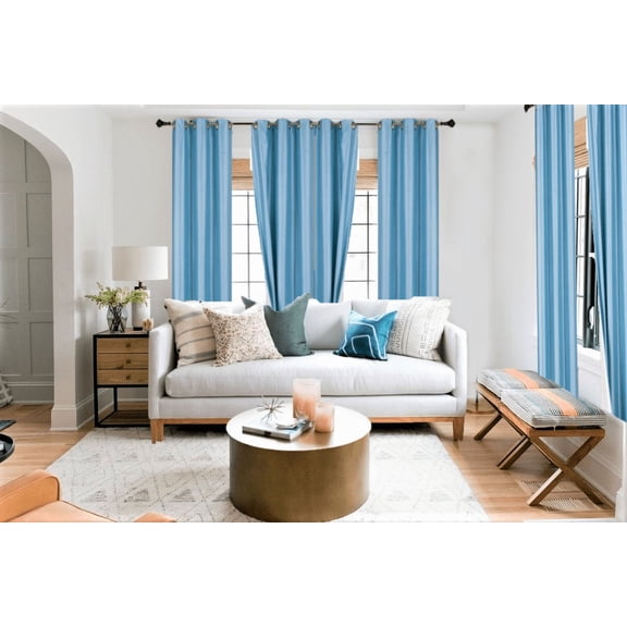 K86 Bedroom / Living Room Full Room Darkening Blackout 1 Piece Panel Window Curtain Color Light blue Drapes with Grommets 108" Length