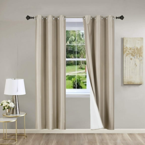 K86 Drapes For Bedroom Large Window Sliding Door 2 panels 95" inch Length Blocking Sun Light 100% Blackout With Grommets Taupe Color