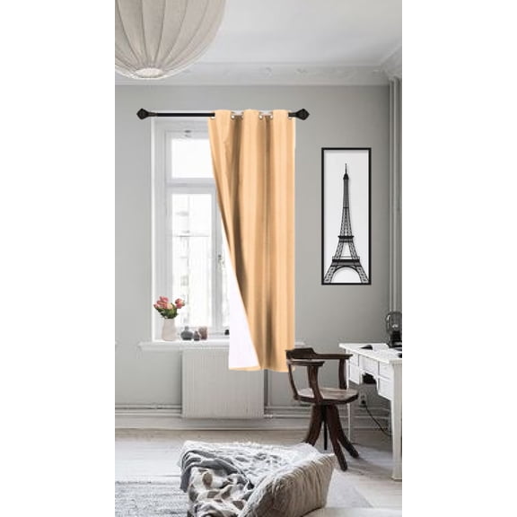 Gorgeous Home Linen K86 Linen Blackout Grommet Top, 1 Panel Gold Window Drape, 63-inch Length, 100% Blocking & Privacy