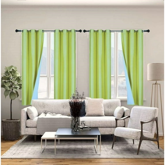 K86 Set of 2 Panels 100% Blackout Window Curtain Drapes Top Grommets 84" Long Yellow Color Full Room Darkening