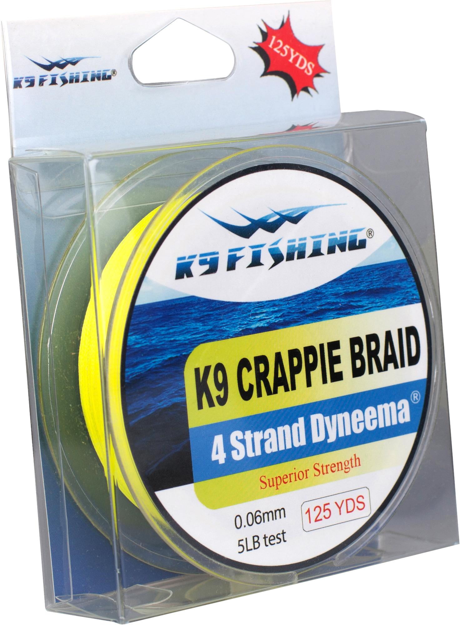 K9 125-5 lb-CRBR Crappie Braid Fishing Line 125 yd 5 lb Test