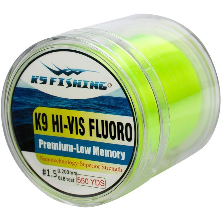 K9 550-12lb-HV Hi-Vis Yellow Fluoro Line 550 yard spool 12 lb test