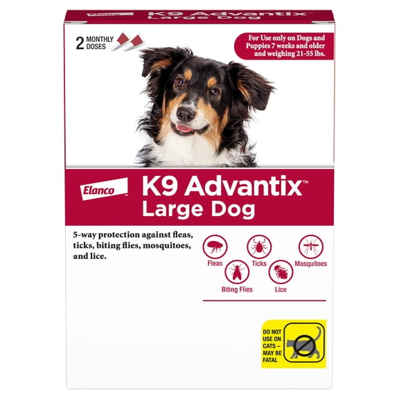 K9 Advantix Flea, Tick & Mosquito Prevention for Large Dogs 21-55 lbs., 2-Monthly Treatments
