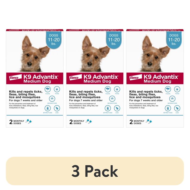 (3 pack) K9 Advantix Flea, Tick &amp; Mosquito Prevention for Medium Dogs ...