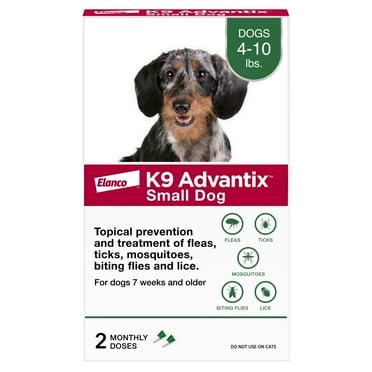 K9 Advantix Flea, Tick & Mosquito Prevention for Small Dogs 4-10 lbs., 2-Monthly Treatments