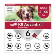 K9 Advantix II Monthly Flea & Tick Prevention for Large Dogs 21-55 lbs, 6-Monthly Treatment