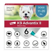 K9 Advantix II Monthly Flea & Tick Prevention for Medium Dogs 11-20 lbs, 6-Monthly Treatment