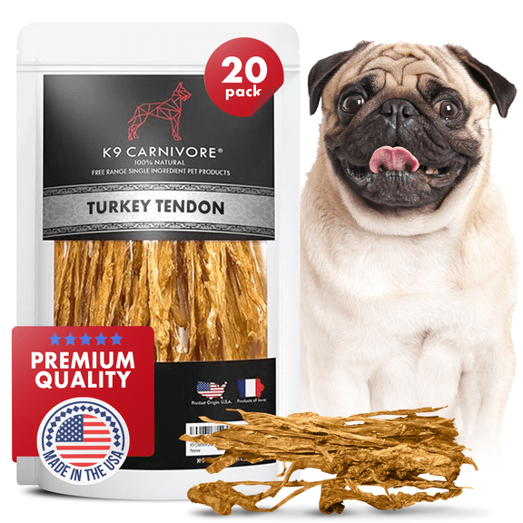 K9 Carnivore Turkey Tendons A Delicious and Nutritious Dog Treat (20 pack)