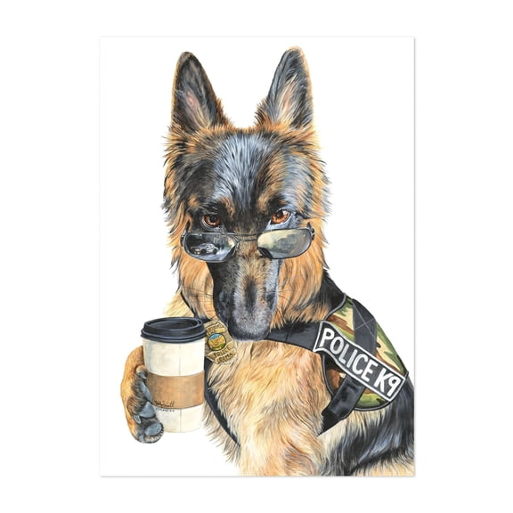 K9 Coffee - Painting Humor Dog Animal Surrealism Pop Art Unframed Wall Art Print 5 x 7 inches
