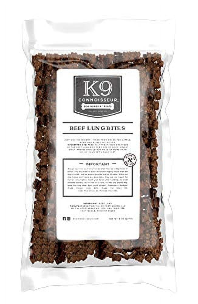 K9 Connoisseur Low to Odor Free Slow Roasted Beef Lung Bites for Dogs