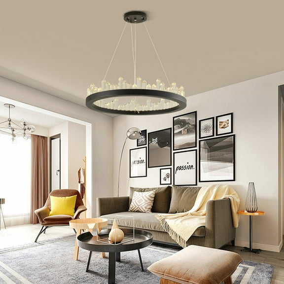 K9 Crystal LED Chandelier Hanging Lamp Round Ring Pendant Ceiling Light Fixture