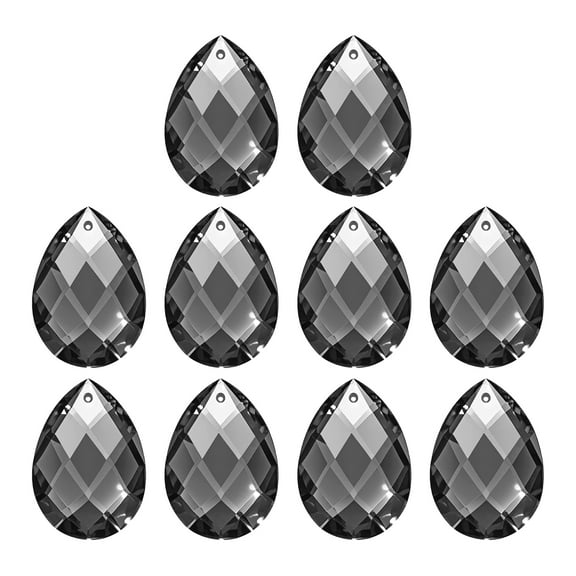 Uxcell K9 Crystal Pendants Teardrop Beads, 10 Pack 38mm Chandelier Prisms Parts Hanging Grid Beads DIY Lamp for Arts Crafts Decoration, Clear Black