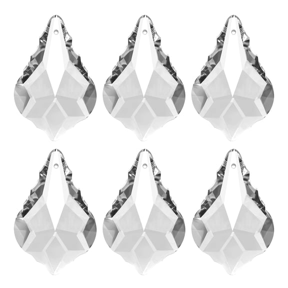 Uxcell K9 Crystal Pendants Teardrop Beads, 6 Pack 38mm Chandelier Prisms Parts Hanging Leaf Beads DIY Lamp for Arts Crafts Decoration, Clear