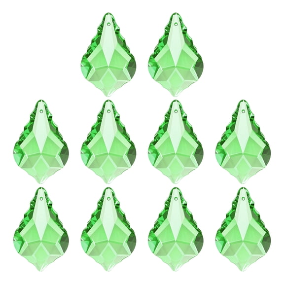 Uxcell K9 Crystal Pendants Teardrop Beads, 10 Pack 38mm Chandelier Prisms Parts Hanging Leaf Beads DIY Lamp for Arts Crafts Decoration, Light Green
