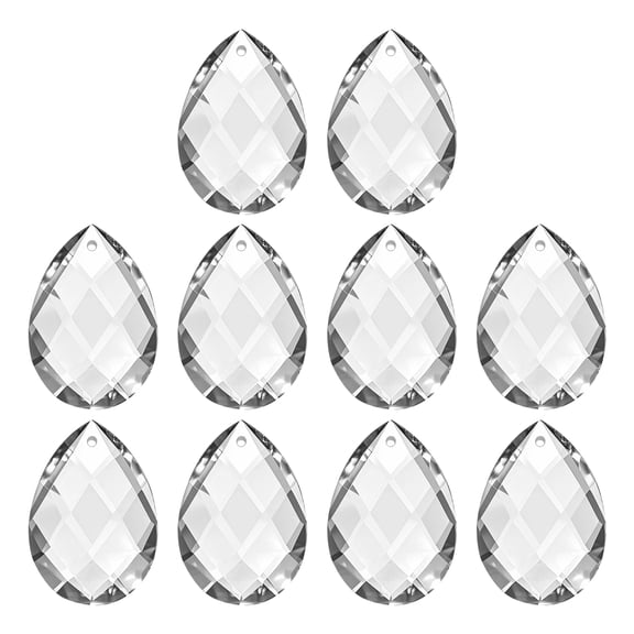 Uxcell K9 Crystal Pendants Teardrop Beads, 10 Pack 38mm Chandelier Prisms Parts Hanging Grid Beads DIY Lamp for Arts Crafts Decoration, Clear