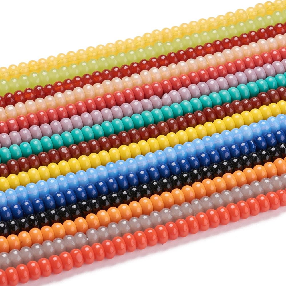 K9 Glass Beads Strands K9 Glass Imitation Jade Glass Beads Rondelle Mixed Color 8~8.5x4.5~5mm Hole: 1.4mm about 81pcs/Strand 15 inch