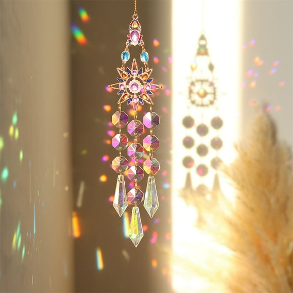 K9 Glass Big Pendant Decorations Hanging Sun Catchers Crystal Bullet Prism Rainbow Maker for Ceiling Chandelier Window Garden Star 370~420mm