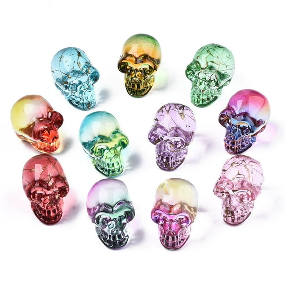K9 Glass Display Decorations Skull for Halloween Mixed Style Mixed Color 22x18x26mm