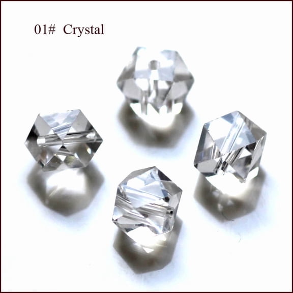 K9 Glass Imitation Austrian Beads Grade AAA Faceted Cornerless Cube Beads Clear 4x4x4mm Hole: 0.7~0.9mm