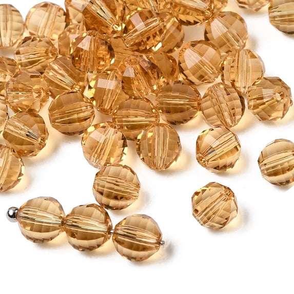 K9 Glass Imitation Austrian Beads Grade AAA Faceted Round Gold 6mm Hole: 0.7~0.9mm