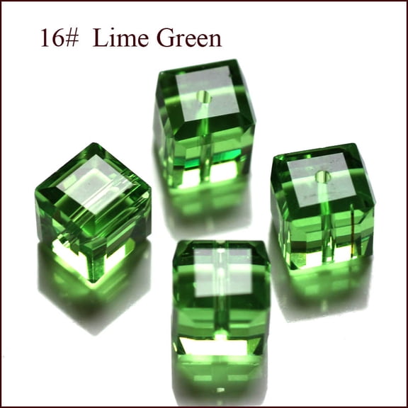 K9 Glass Imitation Austrian Crystal Beads Grade AAA Faceted Cube Lime Green 8x8x8mm(size within the error range of 0.5~1mm) Hole: 0.9~1.6mm
